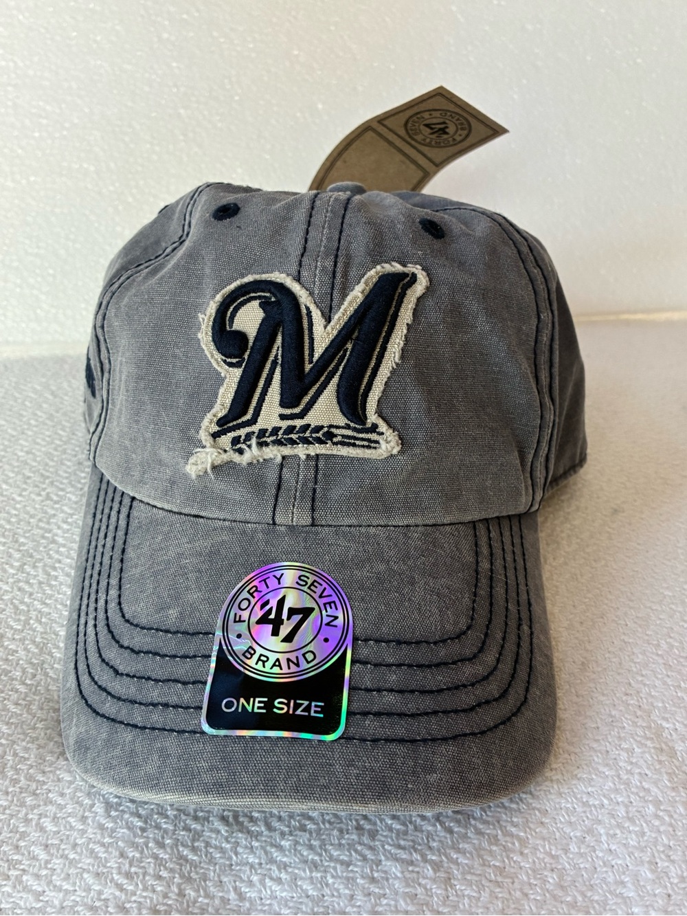 '47 Brand Gray Washed Milwaukee M Baseball Cap NWT